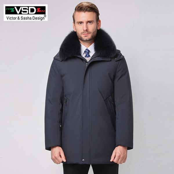 

vsd winter jackets men's warm down coat father clothing parkas fashion thickening turtleneck windproof concise v889, Black