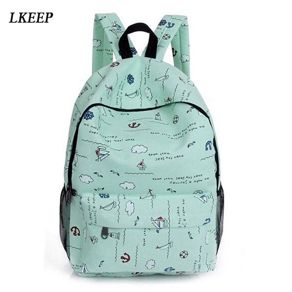 Mädchen Frauen Leinwand Leder Reise Rucksack Rucksack Laptop Schultasche