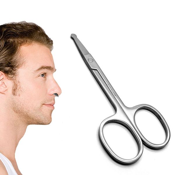 

1 piece stainless steel safety round head nose hair scissors no harm makeup eyebrow nasal face hair false eyelash removal tools