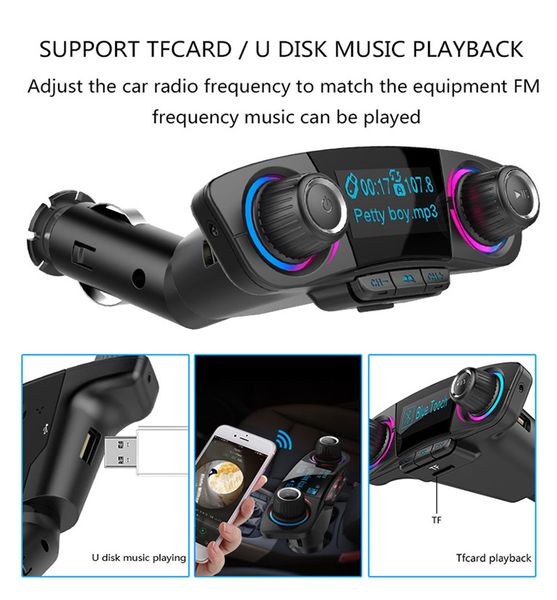 

Автомобильный комплект Bluetooth Handsfree Беспроводной FM-передатчик A2DP AUX Аудио Автомоби