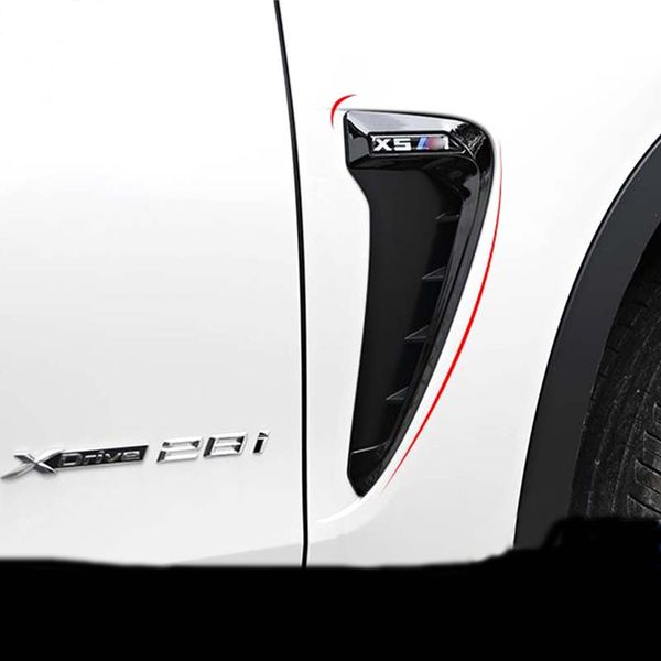 

2pcs abs car front fender side air vent sticker cover trim car-styling for bmw x series x5 f15 x5m f85 shark gills side vent sticker accesso