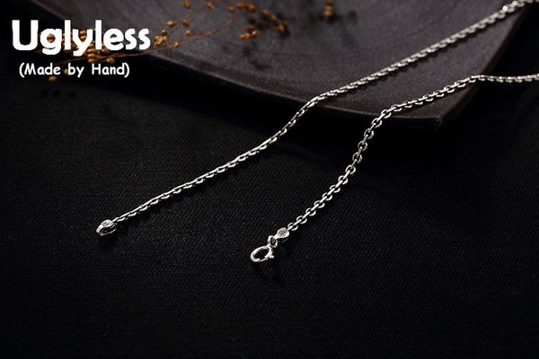 

uglyless real 925 sterling silver 2mm thin chains necklaces without pendant men fine jewelry women bijoux collier 5 sizes