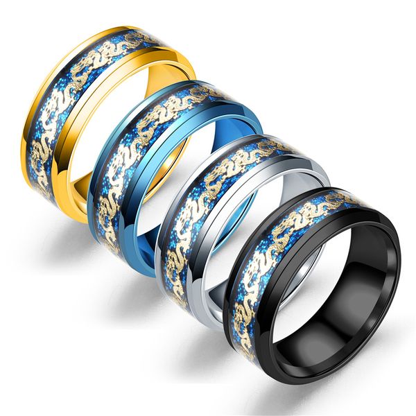 

america and europe pop, japanese, korean, new four-color ssangyong piece of gold jinlong ring fashion accessories manufacturers selling, Silver