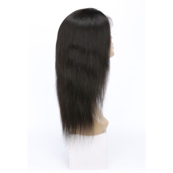 

indian raw virgin human hair lace front wigs straight 14-32inch lace front with baby hair 9a wigs adjustable band, Black;brown
