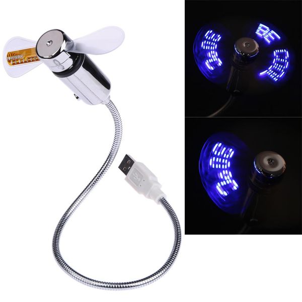 

pvflymk mini usb flexible time led fan with with led time tmeperature cool gadget flexible usb fan gadgets cool usb fan