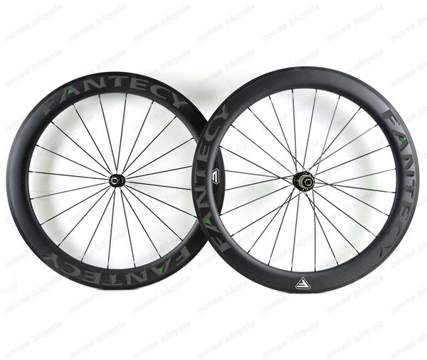 

fantecy700c 60mm depth road bike full carbon wheels 25mm width clincher/tubular road bicycle carbon wheelset with powerway r36 hub