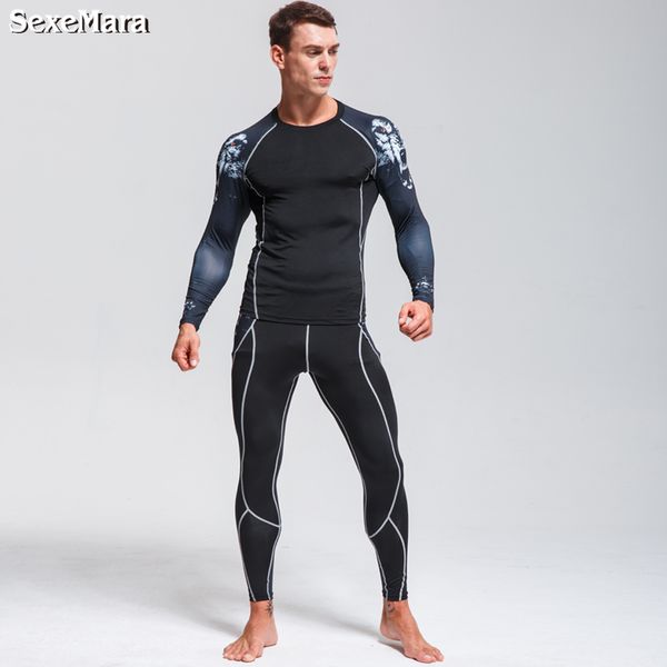 

2019 sexemara new men's thermal underwear sets compression fleece sweat quick drying thermo underwear men clothing long johns, Black;blue