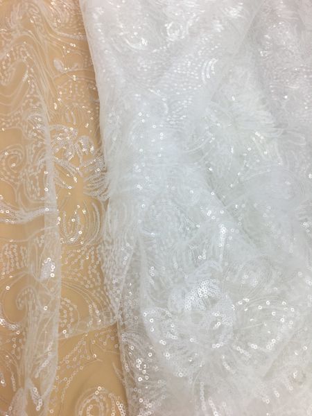

african lace fabric embroidery and floral lace,sequins lace, modern geometry dotted lace, nigerian french fabric prom dress fabric by 5 yard, White;gold