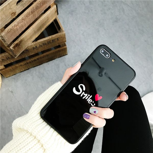 

2018 global hits for iphone 7 glass case new cute smile letters tempered glass case for apple tempered glass cover