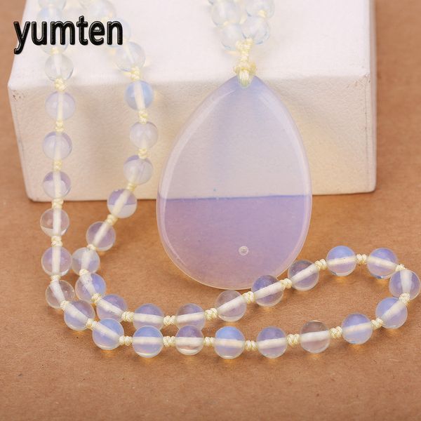 

yumten men's jewelry long necklace popular sweater chain women fashion opal water droplets pendant pretty accessories mini exo, Silver