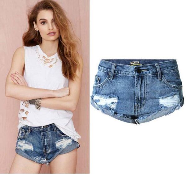

womens denim shorts fashion ladies ripped hole midd waist summer short jeans mini booty shorts for woman, Blue