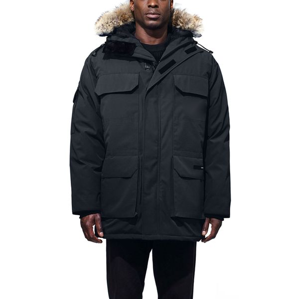 

18FW гусь зима пуховик экспедиция мужчины с капюшоном теплый пуховик мужская мода пара верхняя одежда Soild цвет HFLSJK209