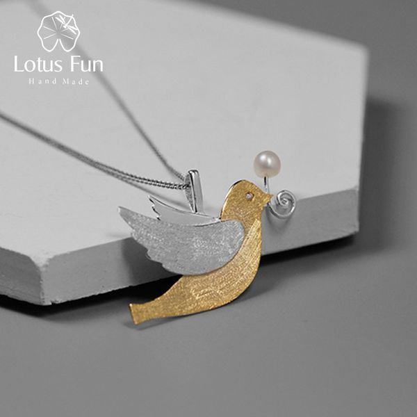 

lotus fun real 925 sterling silver handmade fine jewelry creative flying pigeon with fruits pendant without necklace for women