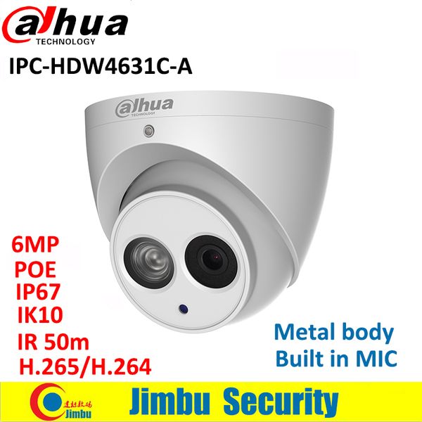 

Dahua 6mp ip metal body camera ipc hdw4631c a replace hdw4431c a h 265 built in mic ir50m ip67 ik10 cctv dome ecurity camera