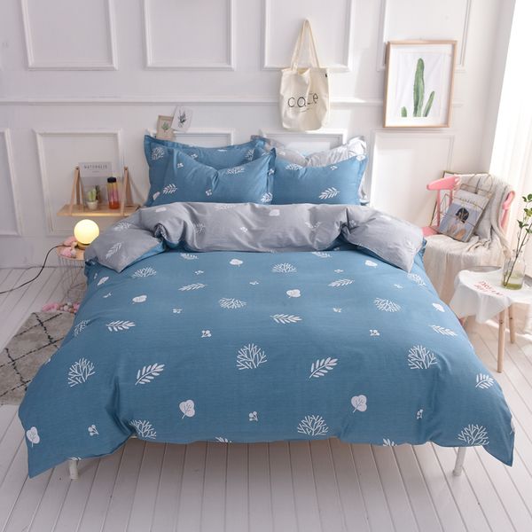 Bedding Sets Duvet Cover Blue White Cartoon New Fashion Single