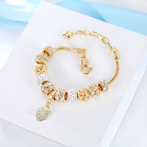 

golden large hole beaded bracelet glass crystal bead bracelet personal female original diy beaded jewelry gift 1314, Black