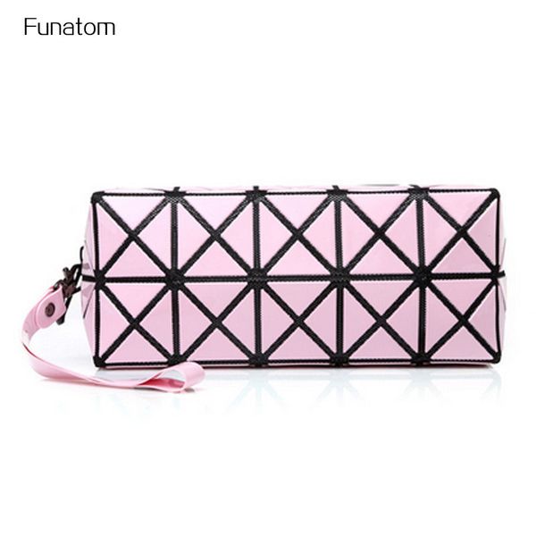 

2018 new fashion geometric zipper cosmetic bag women laser flash diamond leather makeup bag ladies cosmetics organizer
