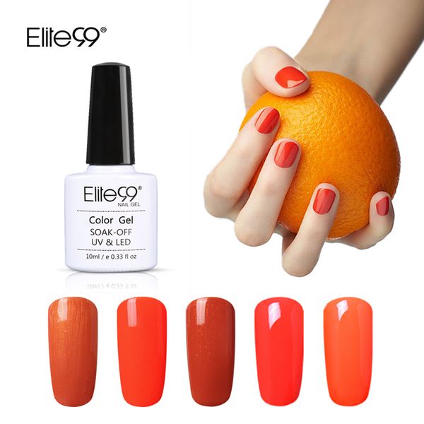 

elite99 10ml uv led nail gel polish orange color series gel lacquer long lasting varnish soak off nail art design 10pieces, Red;pink