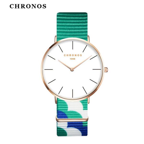 

brand chronos 1989 watches men women colorful strap 10 colors ladies fashion casual nylon sport quartz watch montre femme, Slivery;brown
