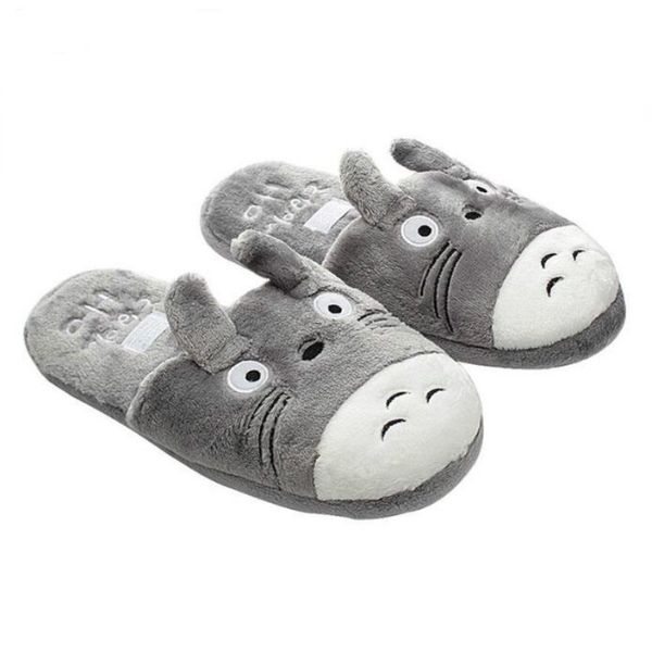 

cute cat cartoon animal women men couples home slipper for indoor house bedroom flats comfortable warm winter shoes, Black