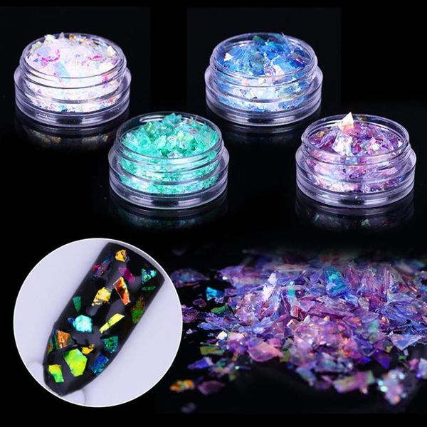 

new fashion 3d nail art tips anomaly design 1 box sequins nail art decorations fluorescent paper dust powder diy nails stickers, Black