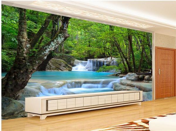 

classic wallpaper for walls beautiful romantic woods waterfall water and wealth tv background wall