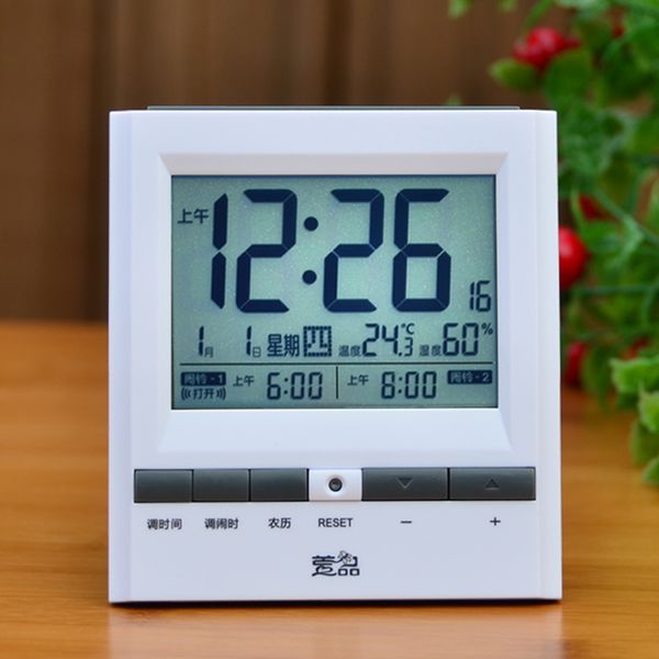 

two groups led alarm clock student despertador temperature humidity electronic deskdigital backlight table clocks