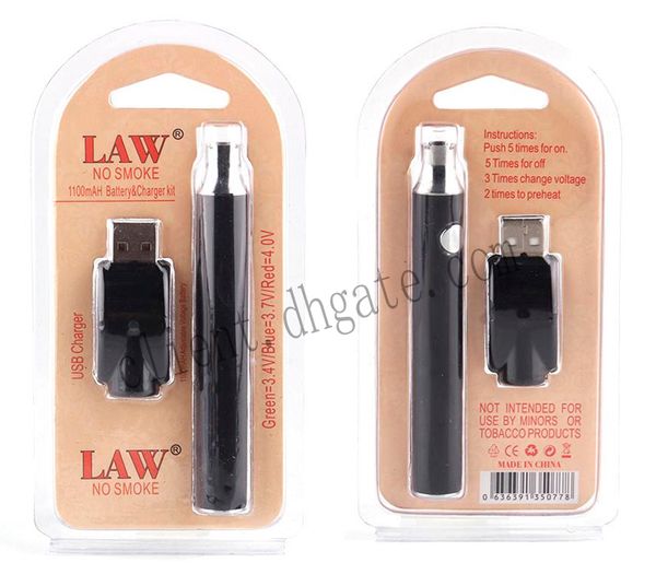 

LAW Preheat Battery 350/650/900/1100mah Variable Voltage 4.1-3.9-3.7v with Wireless USB Charger VV Preheat Pen 9 Colors