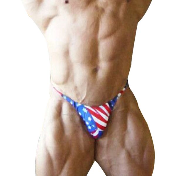 

mens bikini briefs with american flag printing g-string posing trunks beach swimsuits underwear contoured pouch, Black;white