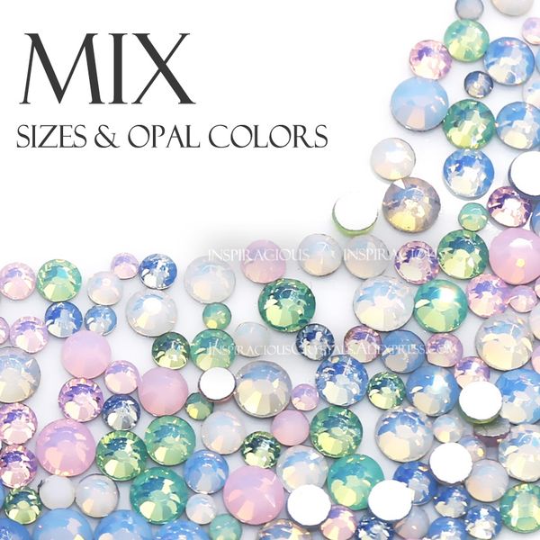 

mix opal colors all sizes ss3-ss30 nail art rhinestones for diy 3d manicure non fix crystals glitters strass stones on nails, Silver;gold