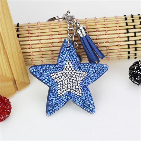 

star keychain full crystal rhinestone key rings bag charm handbag pendant for car keyrings keychains jewelry gifts souvenirs, Silver