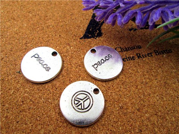 

45pcs--peace charm,antique tibetan silver peace pendants/charms, diy supplies, jewelry making,19mm, Bronze;silver