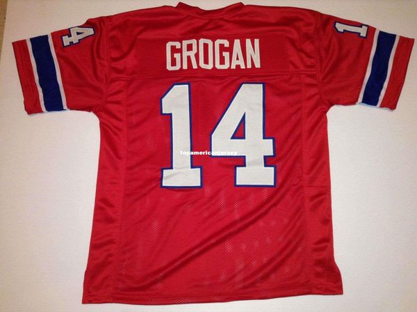 

retro custom sewn stitched #14 steve grogan red mitchell & ness jersey s-5xl,6xl men's football jerseys rugby, Black;blue