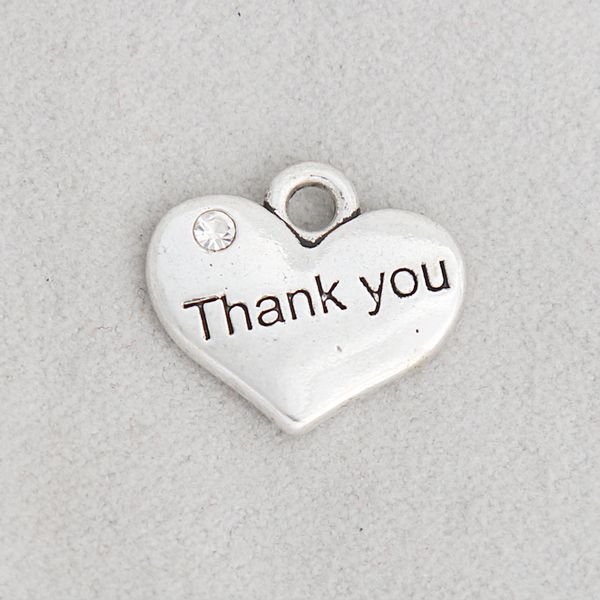 

vintage double side fashion alloy thank you heart shaped message letter charms 15*17mm aac1912, Bronze;silver