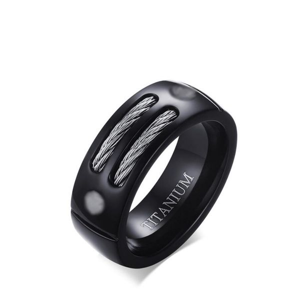 

zhf jewelry high polished 8mm titanium steel rings black plating men's personality ring gift for male tr-017, Silver