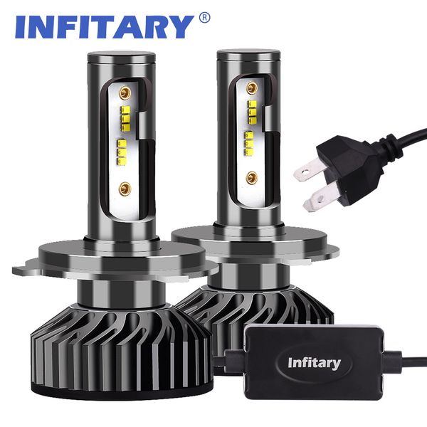 

infitary led headlight bulbs h4 conversion kits hi-lo beam auto headlamp car headlight 72w 6500k 8000lm super bright white zes chips