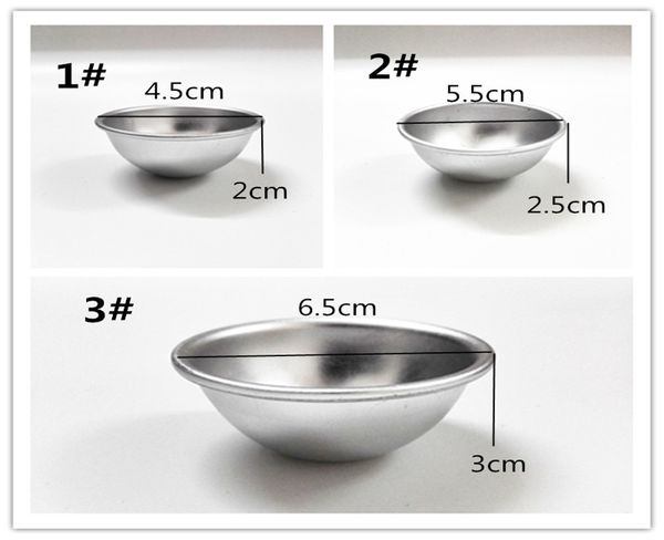 500 pçs / lote 4.5 cm 5.5 cm 6.5 cm 8 cm 9 cm 10 cm 3D Esfera De Alumínio Banho Bomba Bolo Pan Tin Baking Pastelaria Bola Mould