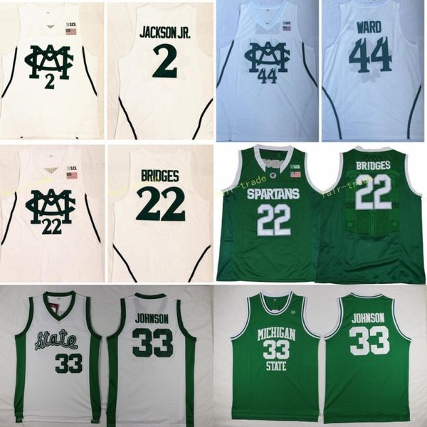 

Mens Michigan State Spartans University Jersey 2 Jaren Jackson Jr. 22 Miles Bridges 44 Nick Ward Basketball Jerseys White Fast Shipping