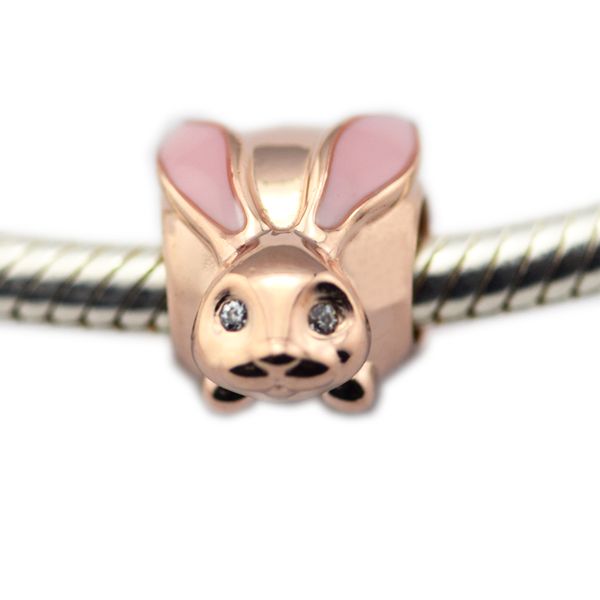 

rose gold cute bunny charm silver beads for woman diy jewelry making silver charms fit original 925 silver charms bracelet & necklace