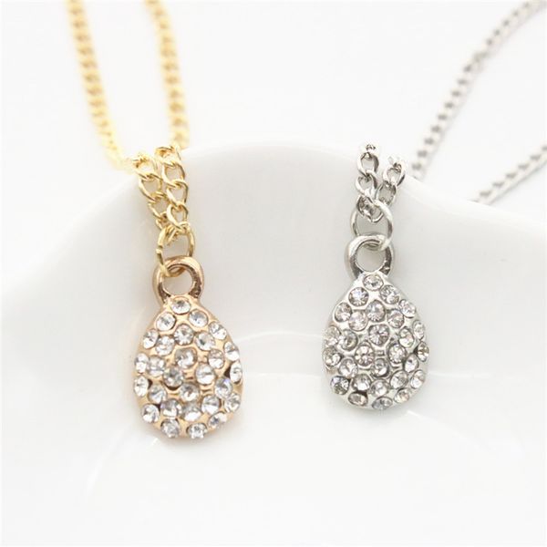 

new water drop pendant necklace full rhinestone necklace gold silver chokers necklace jewelry for girlfriend gift