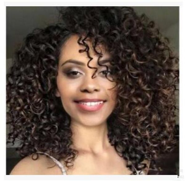 Short Curly Wigs For Black Women African American Synthetic Brown