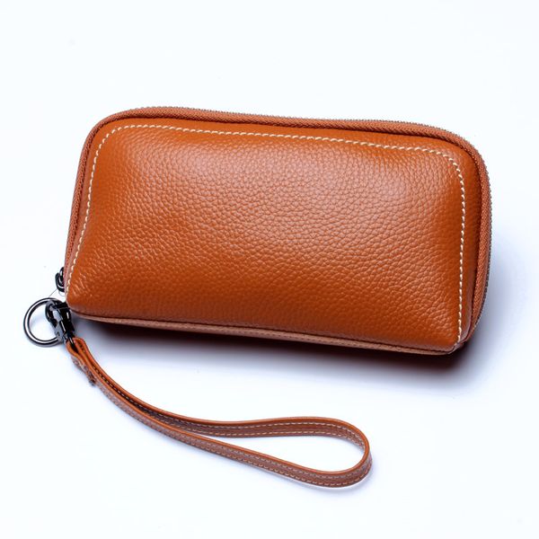 

lq009 lady day clutches layer cowhide leather bag change bag leather wallet long purse, Red;black