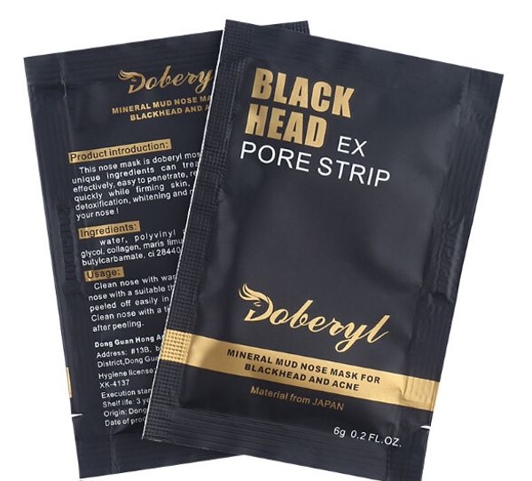 

10pcs/lot 6g doberyl face care black head face mask facial blackhead remover nose deep cleansing mineral mud ex pore strips