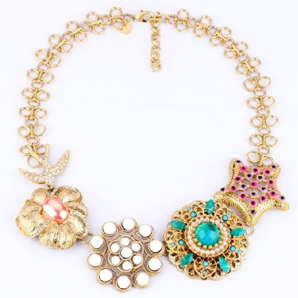 

whole salewing yuk tak limited trendy chains maxi necklace collier collares new fashion luxury flower necklace accessories wholesale, Silver