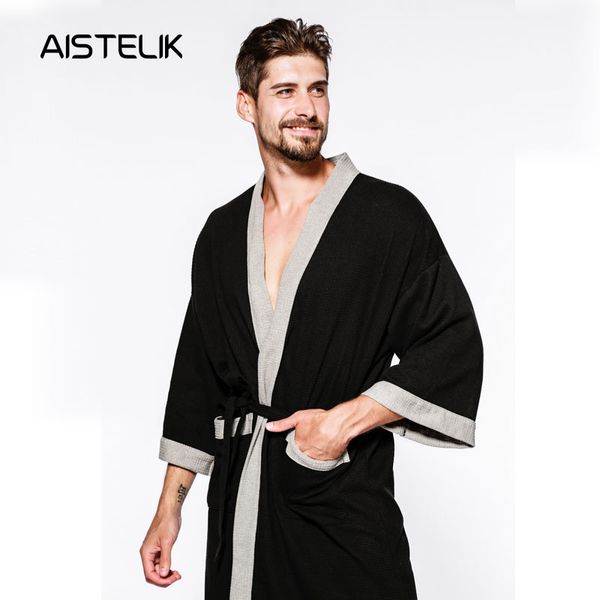 

autumn men's cotton long-sleeved extra large size bathrobe long section plus fertilizer to increase nightgown cotton, Black;brown