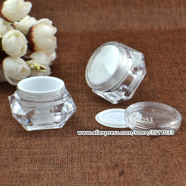 

50pcs 5g 10g crystal transparency diamond shape cream jar cosmetic sample box empty transparent jar cosmetic cream container
