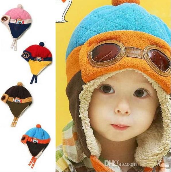 

4 colors toddlers cool baby boy girl kids infant winter pilot aviator warm cap hat beanie ear flap soft hat c126, Yellow