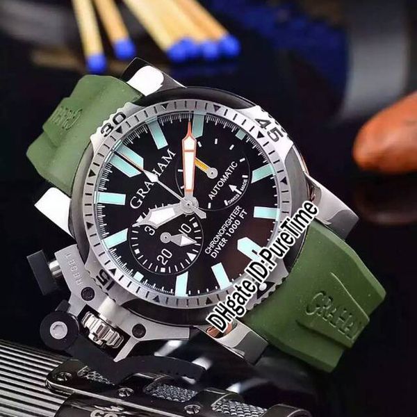 

New chronofighter over ize diver 20vez b24a k2 two tone teel black blue pvd black dial chronograph men watch topwatch green rubber g5b2