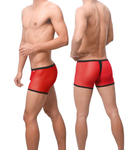 

men underwear breathable mesh transparent boxer shorts man mid-waist u convex pouch underpants cueca calzoncillos -xl, Black;white