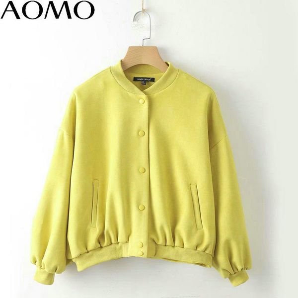 

aomo женская мода замшевые желтые куртки пуговицы карманы с длинным рукавом хай-стрит бренд бойфренд пиджаки cc113, Black;brown